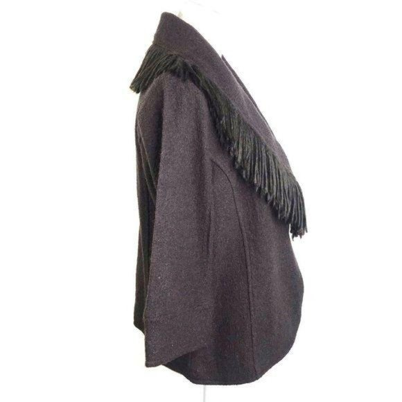 Cynthia Rowley Wool Fringe Open Front Jacket - Picture 5 of 8